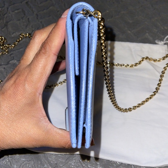 Preloved Salvatore Ferragamo wallet on chain sky blue color great condition - Picture 14 of 16